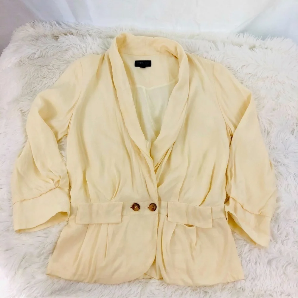 TOPSHOP cream long sleeve blazer women’s sz S 4 - Picture 1 of 5
